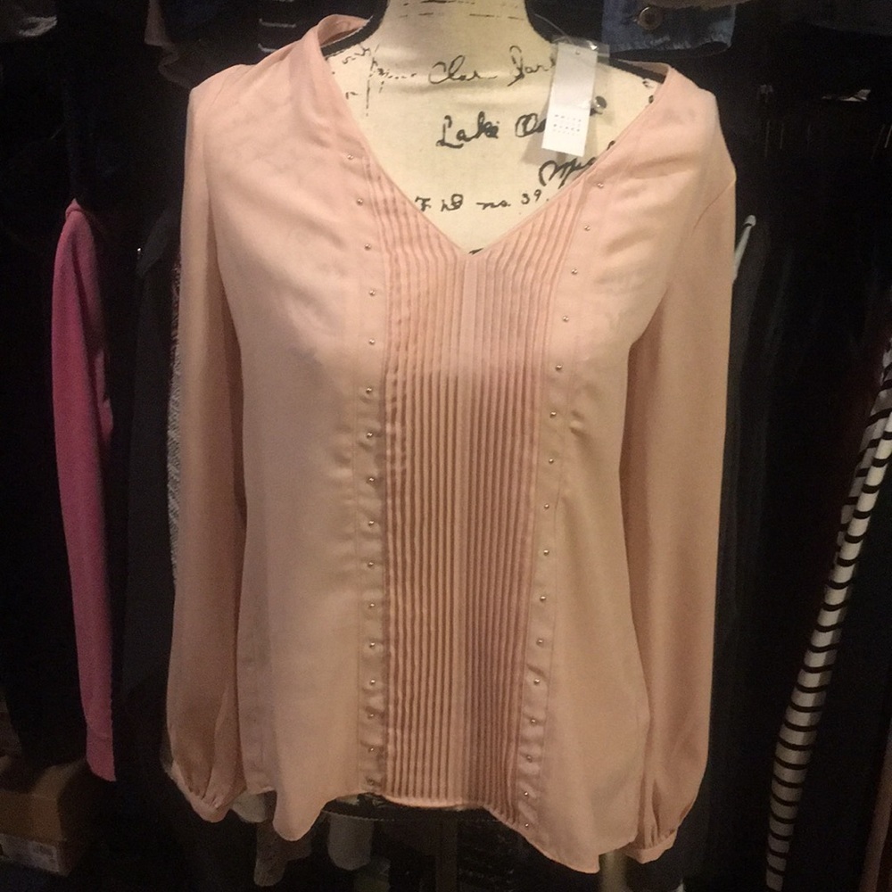 White House Black Market blush blouse size 4